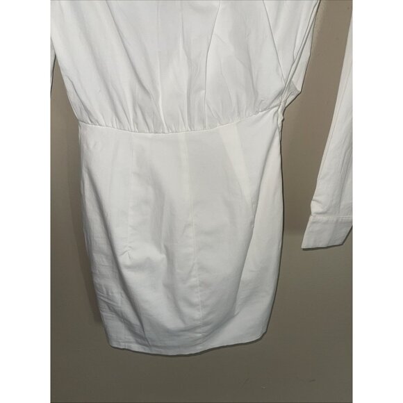 Mable Womens White Ruched Shirt Dress S - Picture 8 of 16